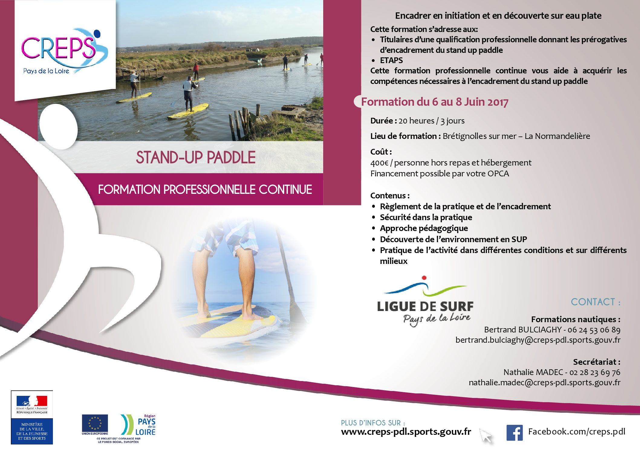ENCADRER ET INITIER AU STAND UP PADDLE EN EAUX PLATES